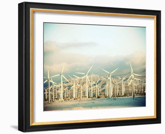 Wind Turbines with Mountains in the Background-null-Framed Photographic Print