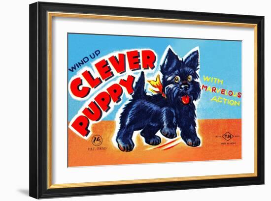 Wind Up Clever Puppy-null-Framed Art Print