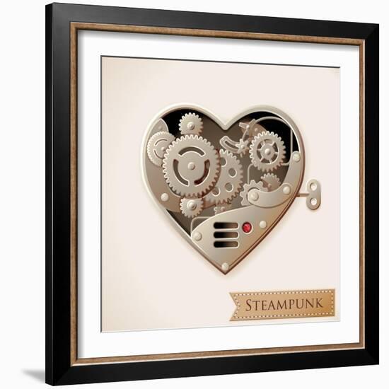 Wind Up Metal Steampunk Heart With Gears-Cyborgwitch-Framed Premium Giclee Print