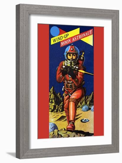 Wind-Up Moon Astronaut-null-Framed Art Print