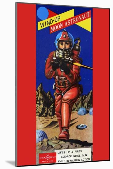 Wind-Up Moon Astronaut-null-Mounted Art Print