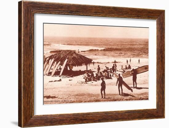 Windandsea Beach, California, Surfers-null-Framed Art Print