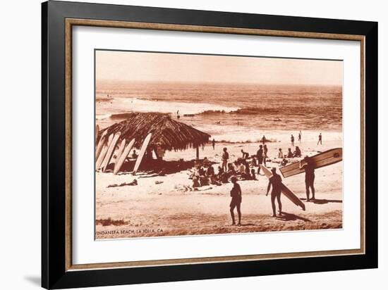 Windandsea Beach, California, Surfers-null-Framed Art Print