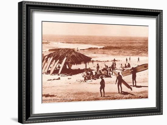 Windandsea Beach, California, Surfers-null-Framed Art Print