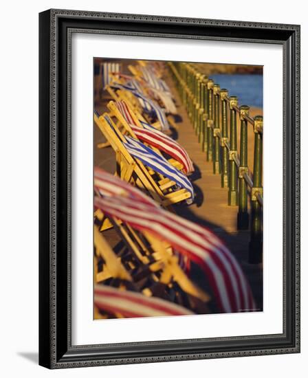 Windblown Deckchairs on Seafront, Sidmouth, Devon, England-John Miller-Framed Photographic Print