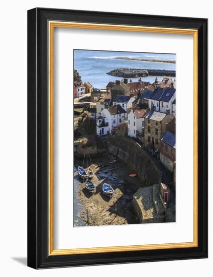 Winding Alleys of Village, Fishing Boats and Sea, Elevated View in Summer-Eleanor Scriven-Framed Photographic Print