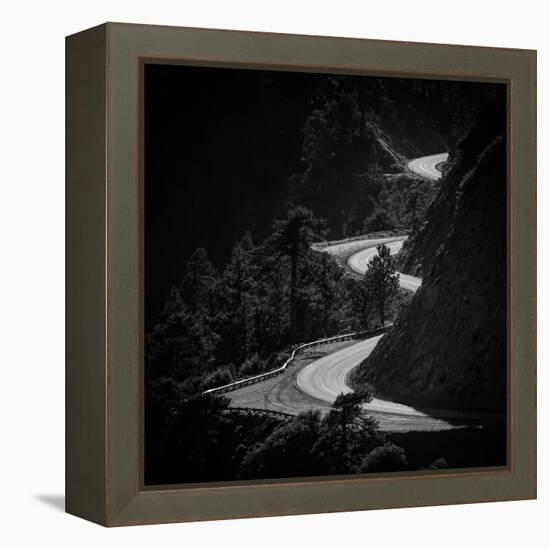 Winding Mountain Road in Black and White-Bryce Eilenberg-Framed Stretched Canvas