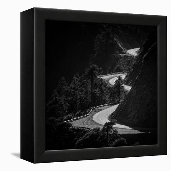 Winding Mountain Road in Black and White-Bryce Eilenberg-Framed Stretched Canvas