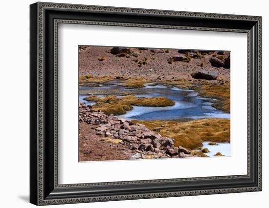 Winding Partially Frozen Water Near the Saciel Sulfur Refinery, Chile-Mallorie Ostrowitz-Framed Photographic Print