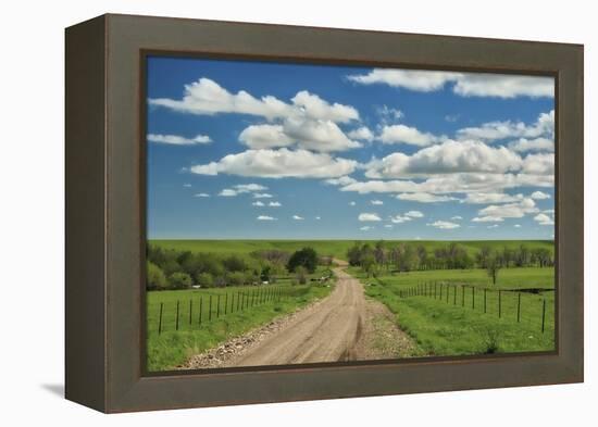 Winding road in Kansas Flint Hills-Michael Scheufler-Framed Premier Image Canvas