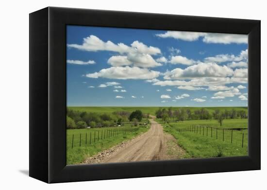 Winding road in Kansas Flint Hills-Michael Scheufler-Framed Premier Image Canvas