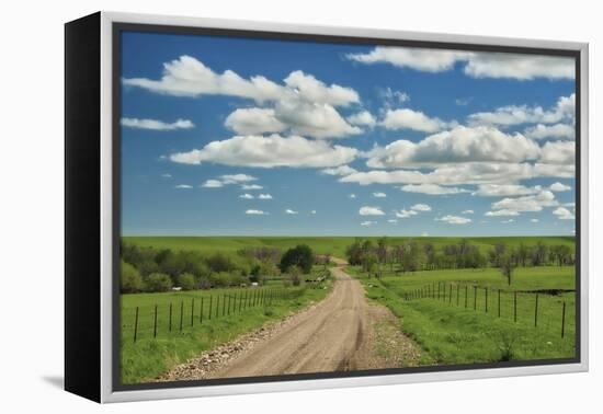 Winding road in Kansas Flint Hills-Michael Scheufler-Framed Premier Image Canvas