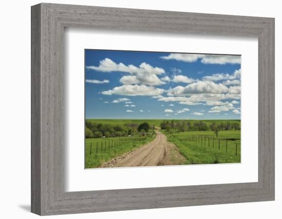 Winding road in Kansas Flint Hills-Michael Scheufler-Framed Photographic Print