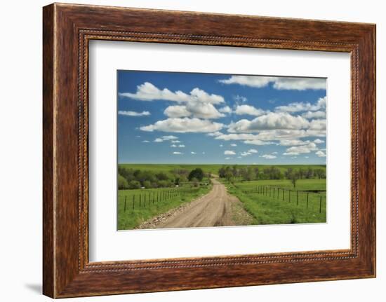 Winding road in Kansas Flint Hills-Michael Scheufler-Framed Photographic Print