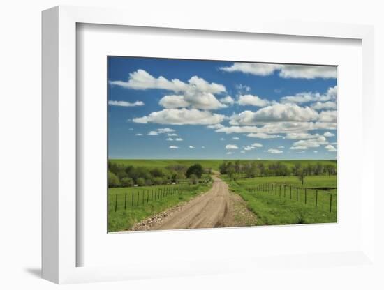 Winding road in Kansas Flint Hills-Michael Scheufler-Framed Photographic Print