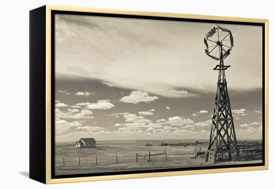 Windmill, 1880 Town, Pioneer Village, Stamford, South Dakota, USA-Walter Bibikow-Framed Premier Image Canvas