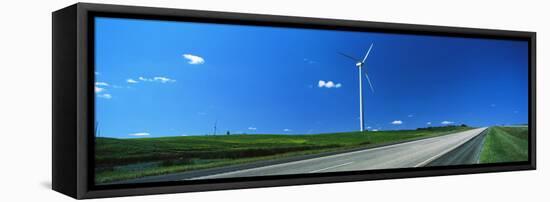 Windmill along US Route 83, North Dakota, USA-null-Framed Premier Image Canvas