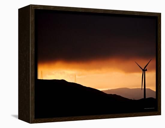 Windmill and Power Lines at Dawn, Manawatu, New Zealand-Don Smith-Framed Premier Image Canvas