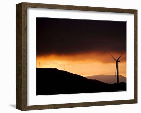 Windmill and Power Lines at Dawn, Manawatu, New Zealand-Don Smith-Framed Photographic Print