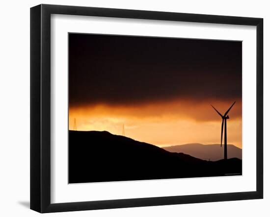 Windmill and Power Lines at Dawn, Manawatu, New Zealand-Don Smith-Framed Photographic Print