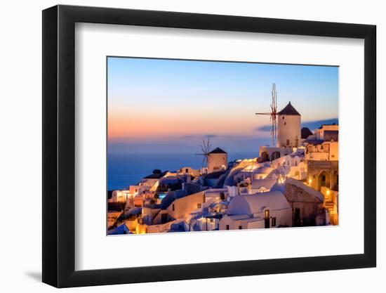 Windmill and Traditional Houses, Oia, Santorini (Thira), Cyclades Islands, Greek Islands-Karen Deakin-Framed Photographic Print