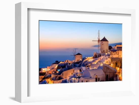 Windmill and Traditional Houses, Oia, Santorini (Thira), Cyclades Islands, Greek Islands-Karen Deakin-Framed Photographic Print