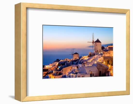 Windmill and Traditional Houses, Oia, Santorini (Thira), Cyclades Islands, Greek Islands-Karen Deakin-Framed Photographic Print