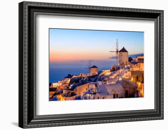 Windmill and Traditional Houses, Oia, Santorini (Thira), Cyclades Islands, Greek Islands-Karen Deakin-Framed Photographic Print