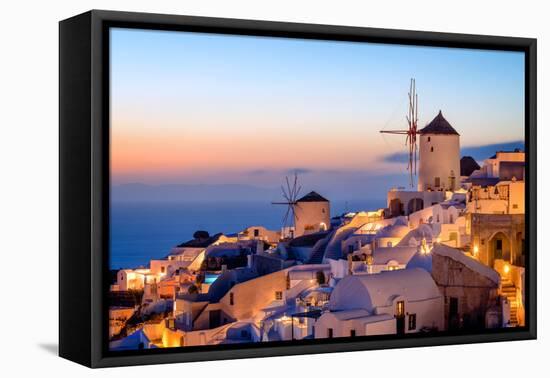 Windmill and Traditional Houses, Oia, Santorini (Thira), Cyclades Islands, Greek Islands-Karen Deakin-Framed Premier Image Canvas