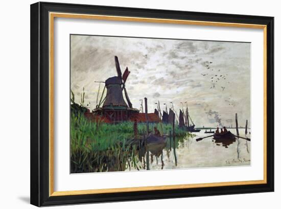 Windmill at Zaandam (Netherlands), 1871-Claude Monet-Framed Giclee Print