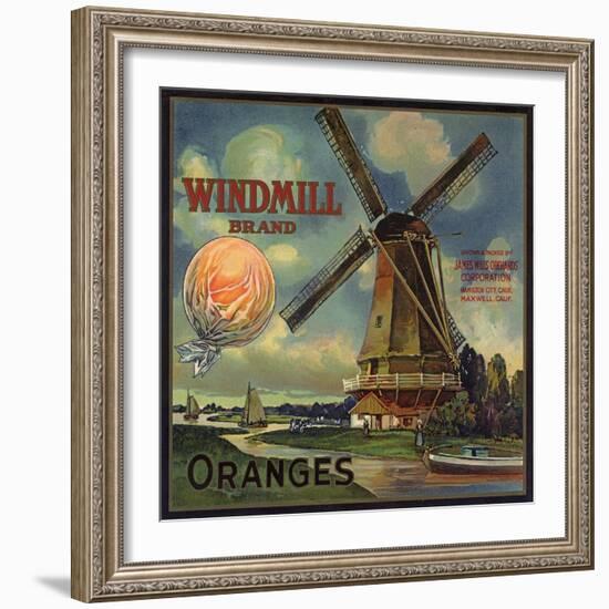 Windmill Brand - Hamilton City, California - Citrus Crate Label-Lantern Press-Framed Art Print
