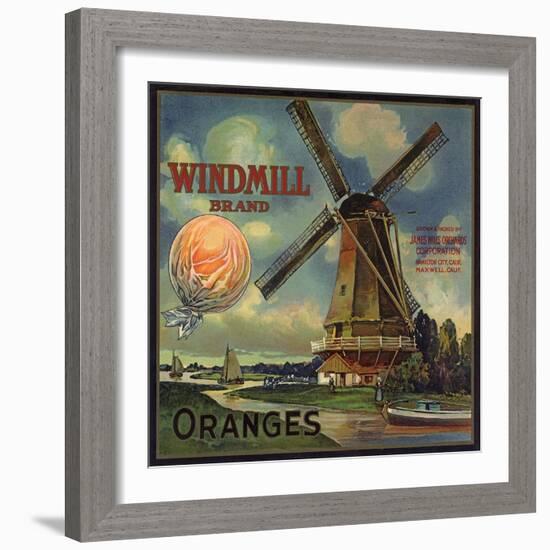 Windmill Brand - Hamilton City, California - Citrus Crate Label-Lantern Press-Framed Art Print