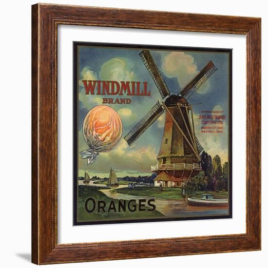 Windmill Brand - Hamilton City, California - Citrus Crate Label-Lantern Press-Framed Art Print