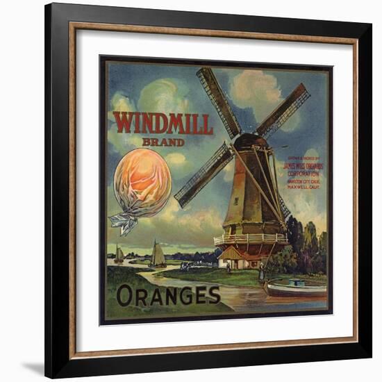 Windmill Brand - Hamilton City, California - Citrus Crate Label-Lantern Press-Framed Art Print