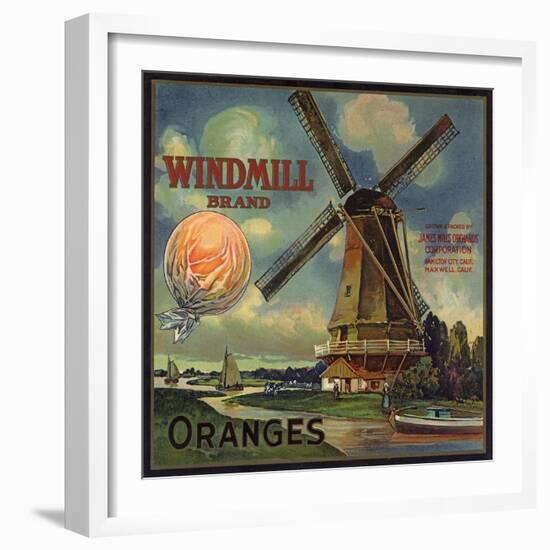 Windmill Brand - Hamilton City, California - Citrus Crate Label-Lantern Press-Framed Art Print