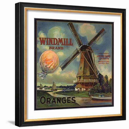 Windmill Brand - Hamilton City, California - Citrus Crate Label-Lantern Press-Framed Art Print