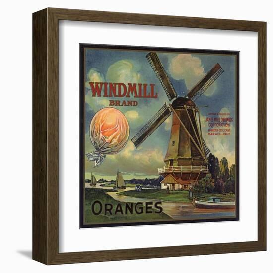 Windmill Brand - Hamilton City, California - Citrus Crate Label-Lantern Press-Framed Art Print