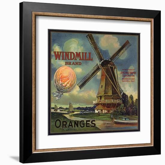 Windmill Brand - Hamilton City, California - Citrus Crate Label-Lantern Press-Framed Art Print