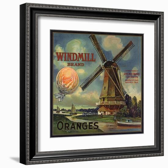 Windmill Brand - Hamilton City, California - Citrus Crate Label-Lantern Press-Framed Art Print