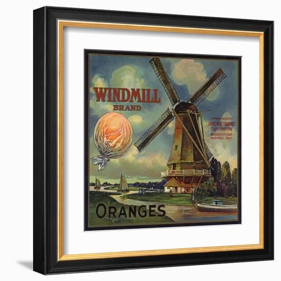 Windmill Brand - Hamilton City, California - Citrus Crate Label-Lantern Press-Framed Art Print