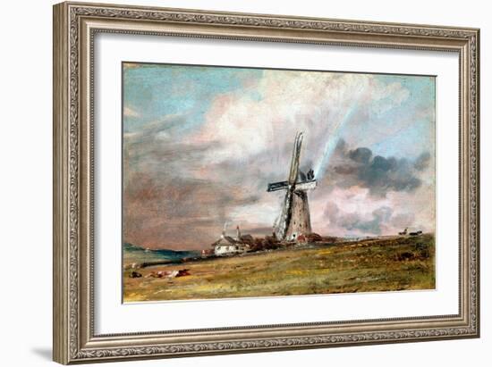 Windmill, Houses and Rainbow Painting by John Constable (1776-1837) 1824 Approx. Sun. 21X30,4 Cm Lo-John Constable-Framed Giclee Print