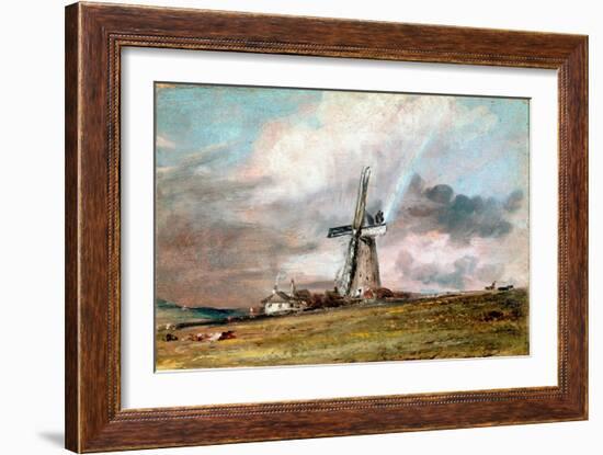 Windmill, Houses and Rainbow Painting by John Constable (1776-1837) 1824 Approx. Sun. 21X30,4 Cm Lo-John Constable-Framed Giclee Print
