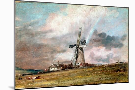 Windmill, Houses and Rainbow Painting by John Constable (1776-1837) 1824 Approx. Sun. 21X30,4 Cm Lo-John Constable-Mounted Giclee Print