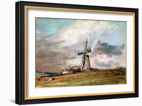 Windmill, Houses and Rainbow Painting by John Constable (1776-1837) 1824 Approx. Sun. 21X30,4 Cm Lo-John Constable-Framed Giclee Print