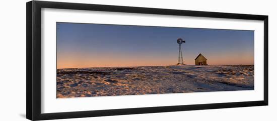 Windmill in a Snow Covered Farmland, Illinois, USA-null-Framed Photographic Print