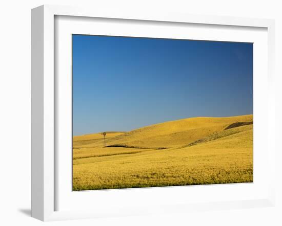 Windmill in fields during harvest-Terry Eggers-Framed Photographic Print