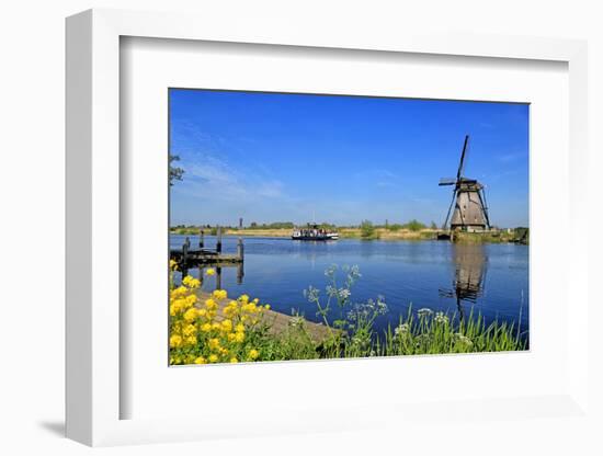 Windmill in Kinderdijk, UNESCO World Heritage Site, South Holland, Netherlands, Europe-Hans-Peter Merten-Framed Photographic Print