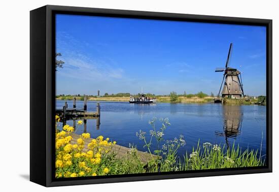 Windmill in Kinderdijk, UNESCO World Heritage Site, South Holland, Netherlands, Europe-Hans-Peter Merten-Framed Premier Image Canvas