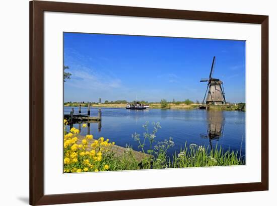 Windmill in Kinderdijk, UNESCO World Heritage Site, South Holland, Netherlands, Europe-Hans-Peter Merten-Framed Photographic Print