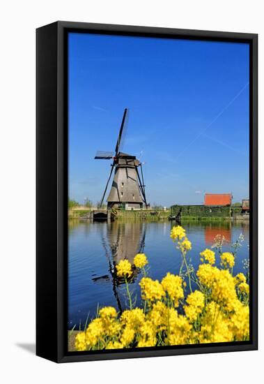 Windmill in Kinderdijk, UNESCO World Heritage Site, South Holland, Netherlands, Europe-Hans-Peter Merten-Framed Premier Image Canvas